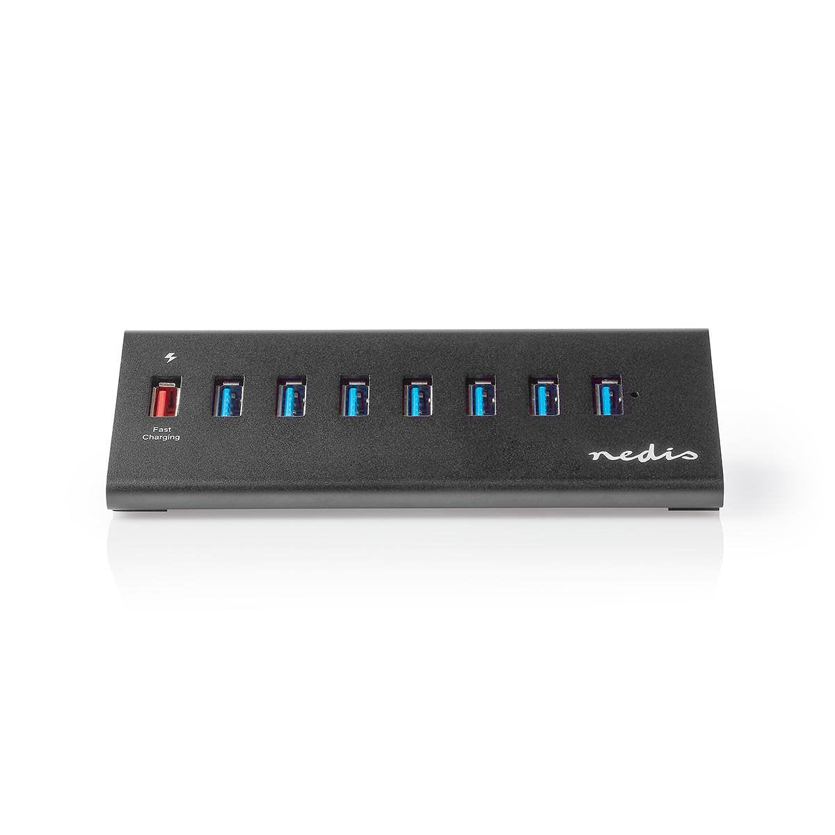 Nedis USB-Hub | 8-Poorts | USB 3.0 met Externe Voeding | QC3.0 Oplaadpoort | 5 Gbps