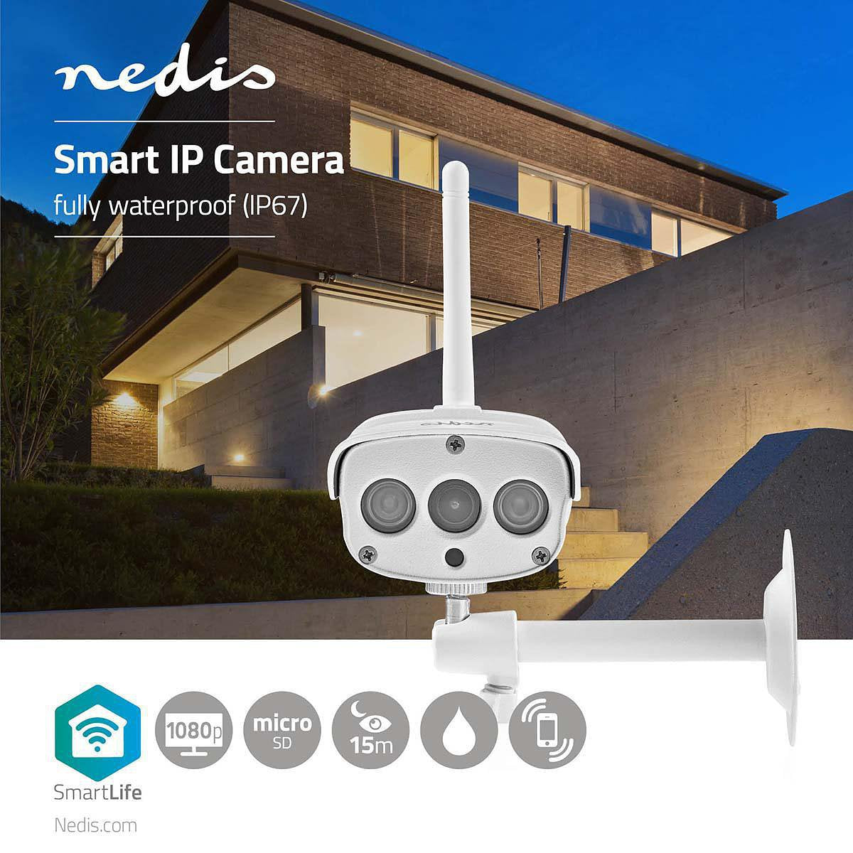 Nedis WiFi Smart IP-Camera | Full-HD 1080p | Outdoor | Waterdicht