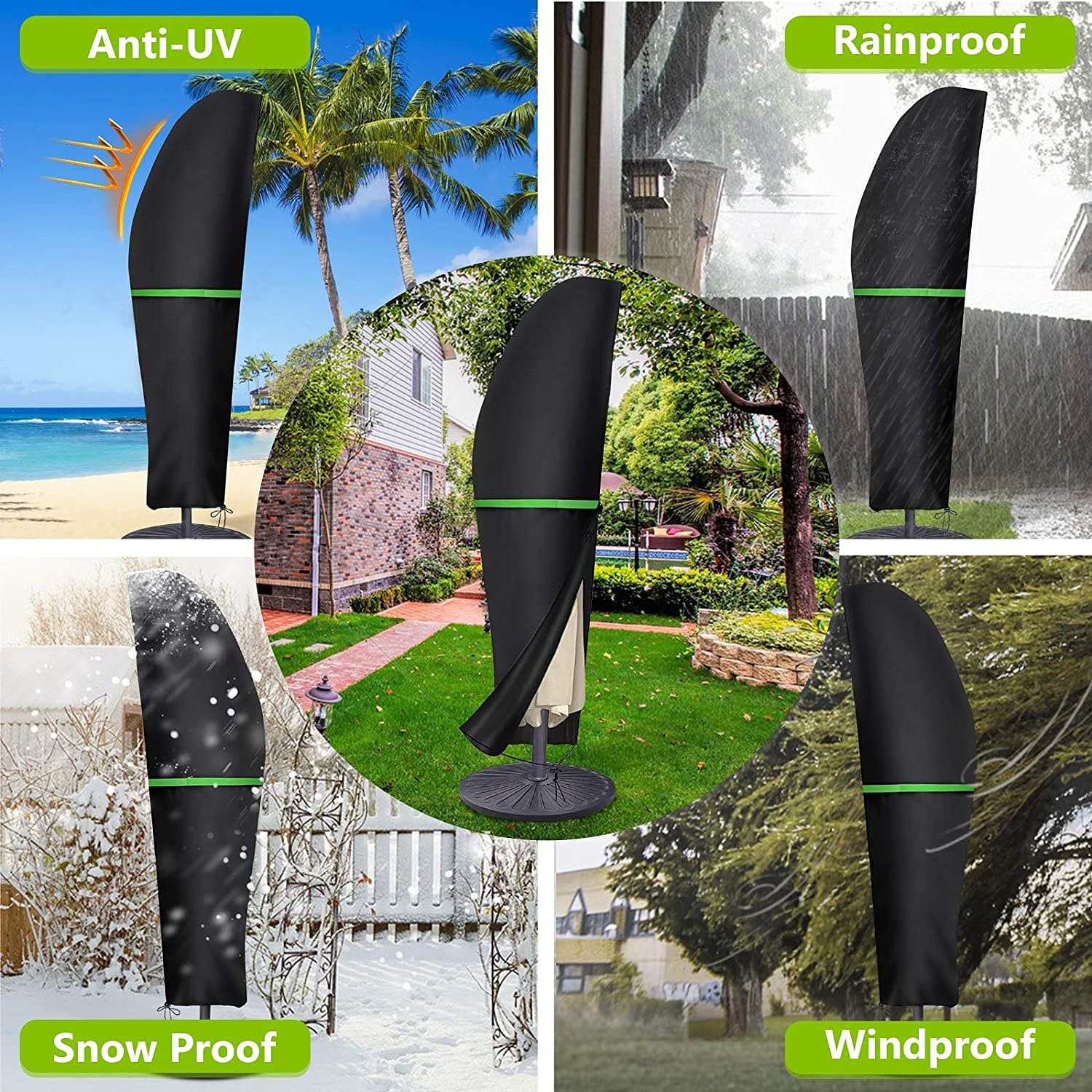 Parasolbeschermhoes met stang (geen ladder meer nodig) - voor parasols met een diameter van 2 tot 4