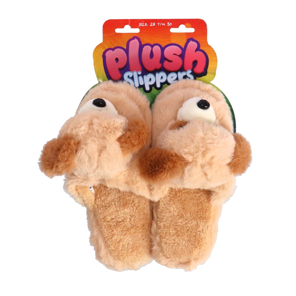 Pluche Kinderpantoffels Hond Maat 28-30 Beige