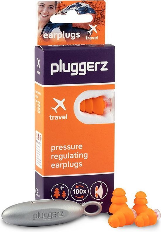Pluggerz earplugs Travel - Earplugs while flying - No earache - Pressure-regulating filter