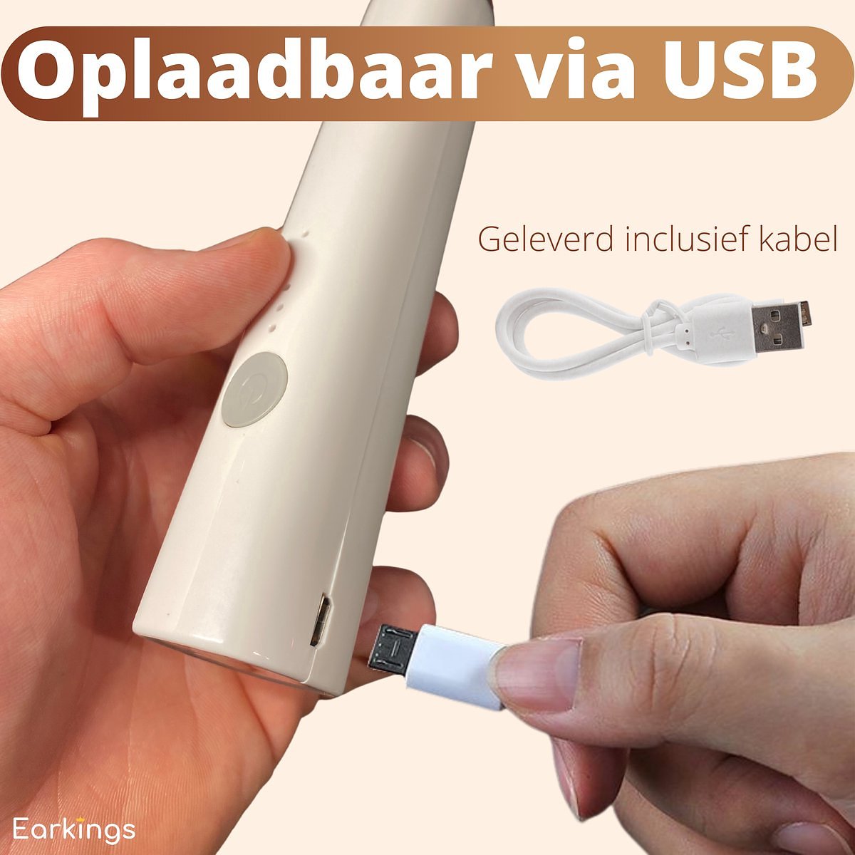 Premium Melkopschuimer Oplaadbaar met Meegeleverde USB Kabel - Inclusief 2 Opzetstukken - wit