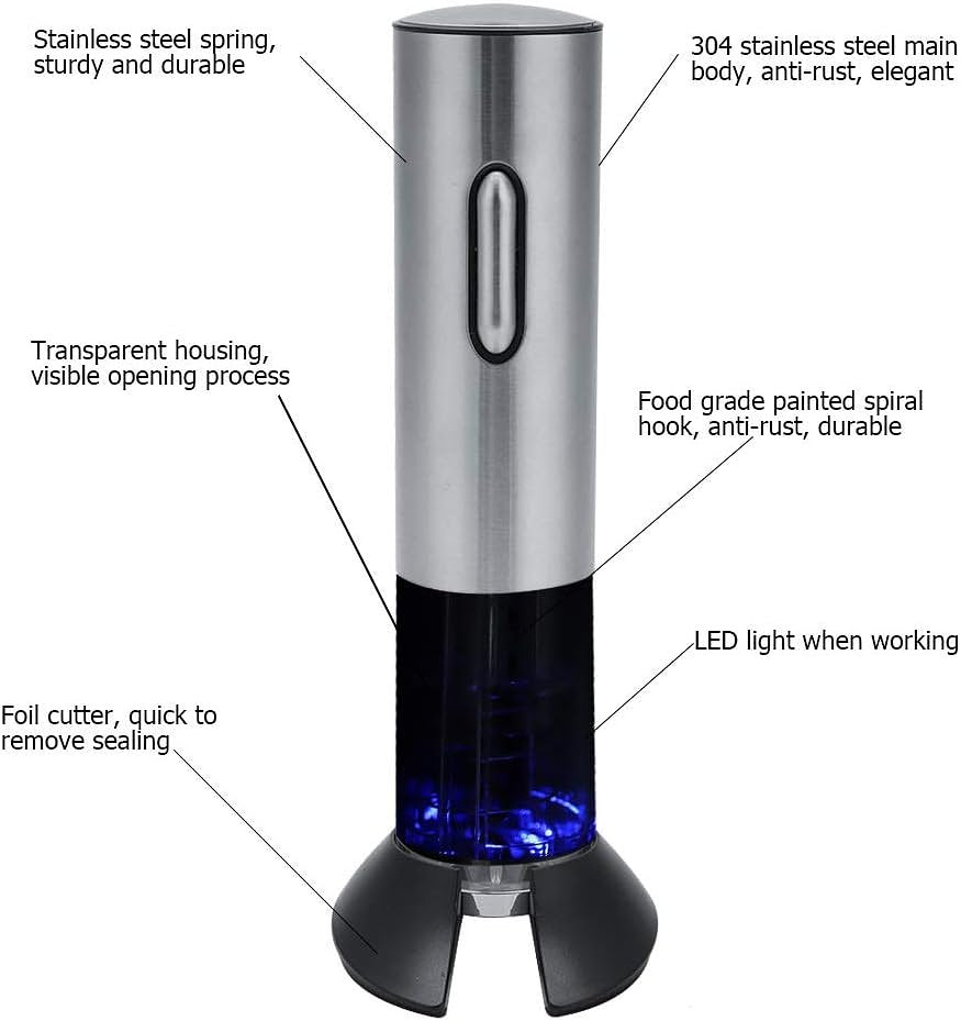 Premium Roestvrijstalen Elektrische Wijnopener - Oplaadbaar met Unieke Lichtindicatie