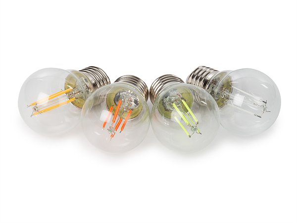 SET LED-GLOEILAMPEN - G45 - HELDER GLAS - 4 st. - ROOD - GROEN - BLAUW - ORANJE