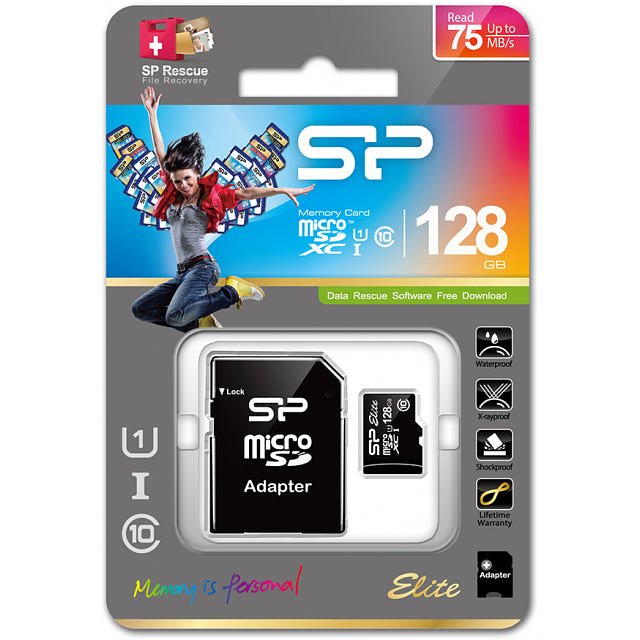 Silicon Power Micro SDHC incl. SD Adapter 128GB UHS-1 Class 10