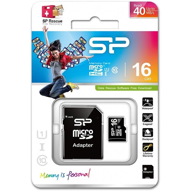 Silicon Power Micro SDHC incl. SD Adapter 16GB Class 10