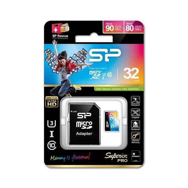 Silicon Power Superior Pro Micro SDHC incl. SD Adapter 32GB UHS-1 U3 Class 10 Color