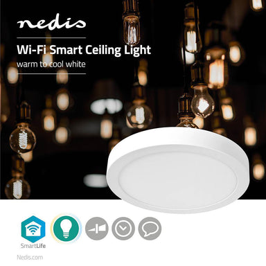 SmartLife Plafondlamp | Wi-Fi | Koel Wit / Warm Wit | Rond | Diameter: 300 mm | 1200 lm | 2700 - 650