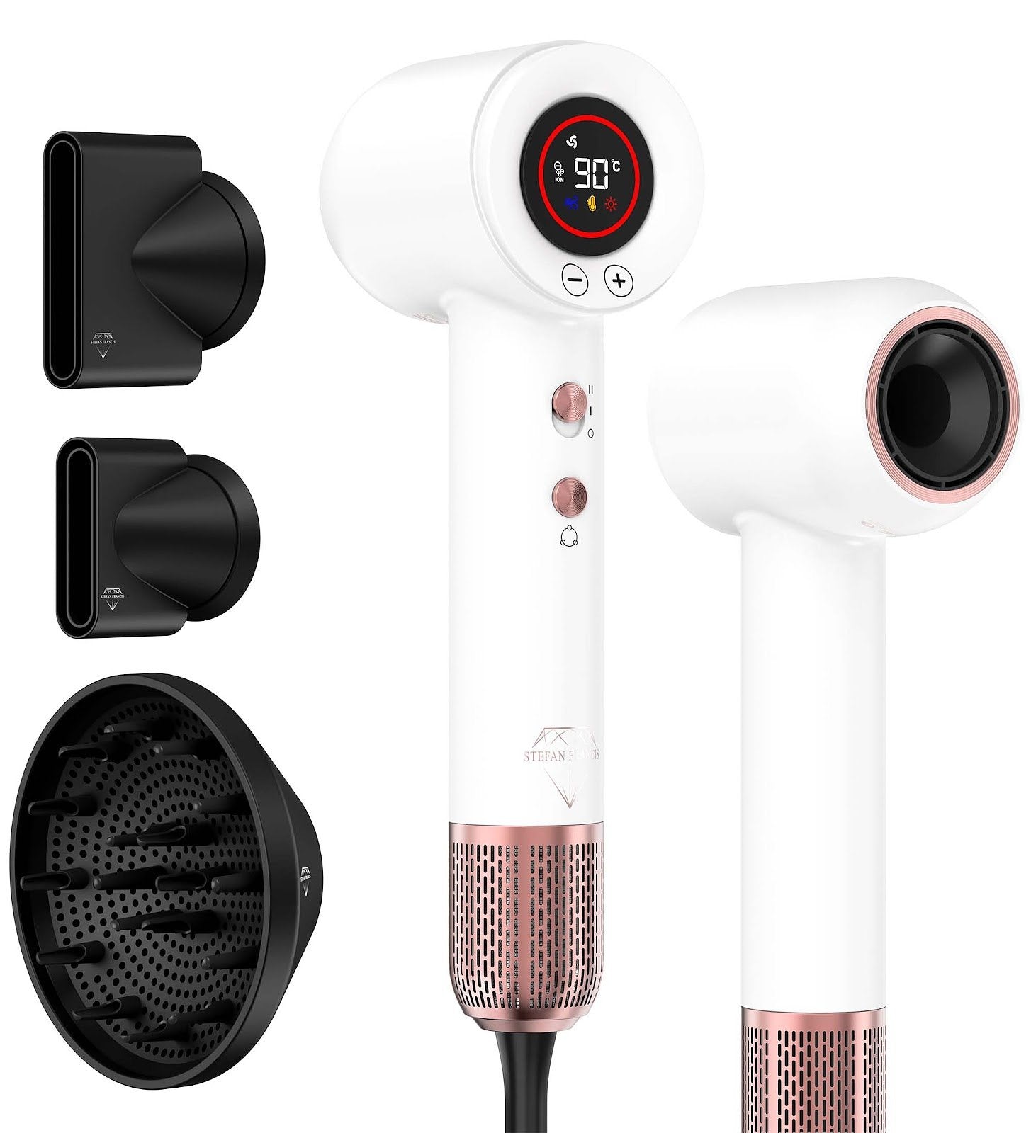 Stefan Francis IonicDry - Hair dryer 13 heat settings - with diffuser and nozzle - 2000 W