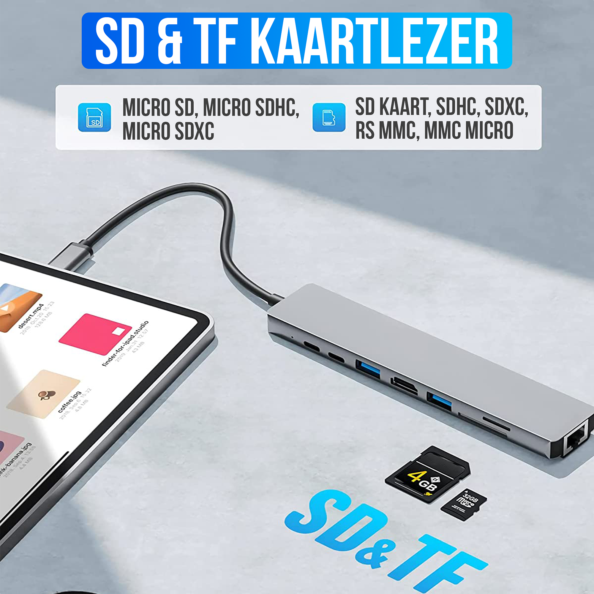 Strex 8 in 1 USB C Hub - Docking Station - USB Splitter - 4K HDMI - USB A - USB C - Ethernet - Micro