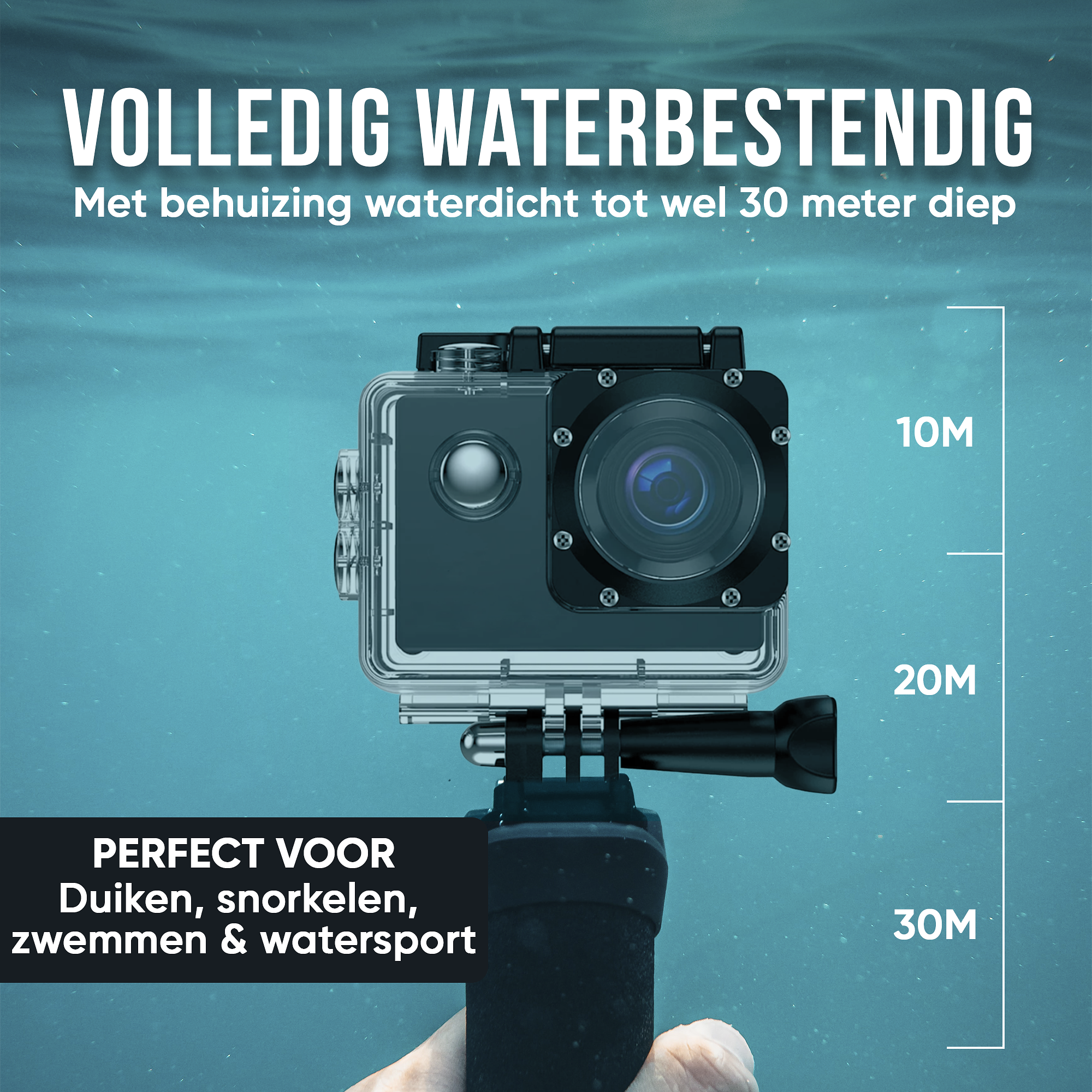 Strex Action Camera 4K 16MP - 60FPS / 30M Waterdicht / WiFi - Inclusief Accessoires - Actiecamera -