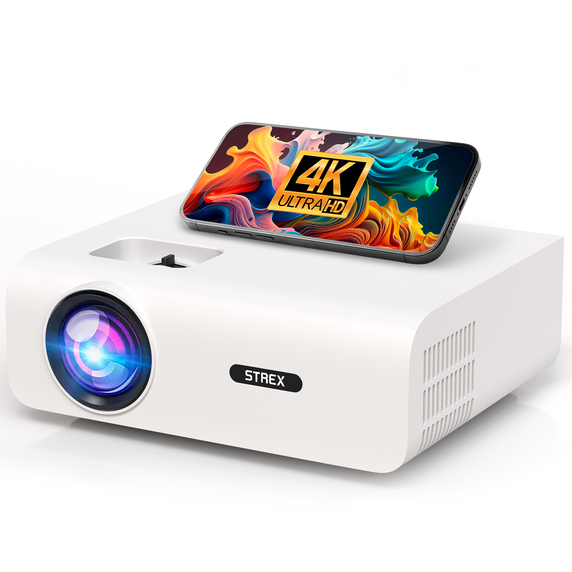 Strex Beamer - 1080P Full HD - 15000 Lumen - Draadloos Streamen - WiFi - Bluetooth - Mini Beamer - P