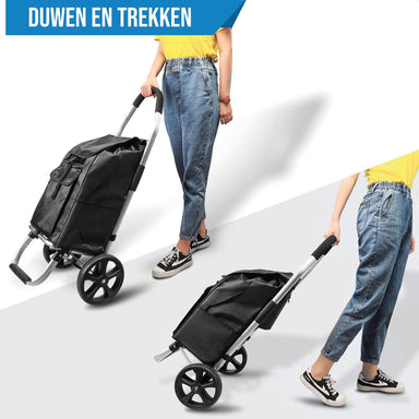 Strex Boodschappentrolley met Wielen - Opvouwbaar - Afneembare Boodschappentas - Boodschappenwagen