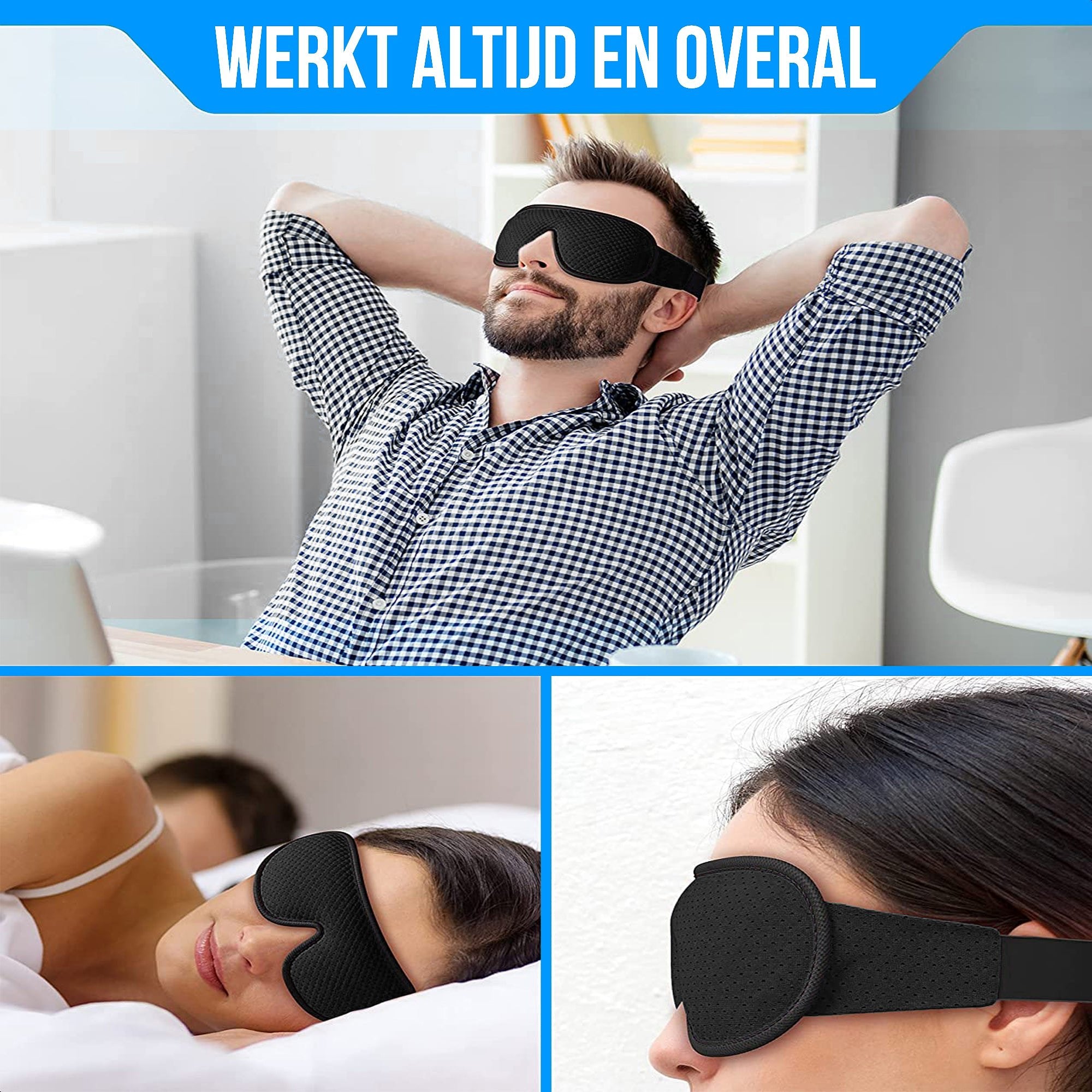 Strex Luxe Slaapmasker - 3D Ergonomisch - 100% Verduisterend - Traagschuim - Slaap Masker - Oog Mask