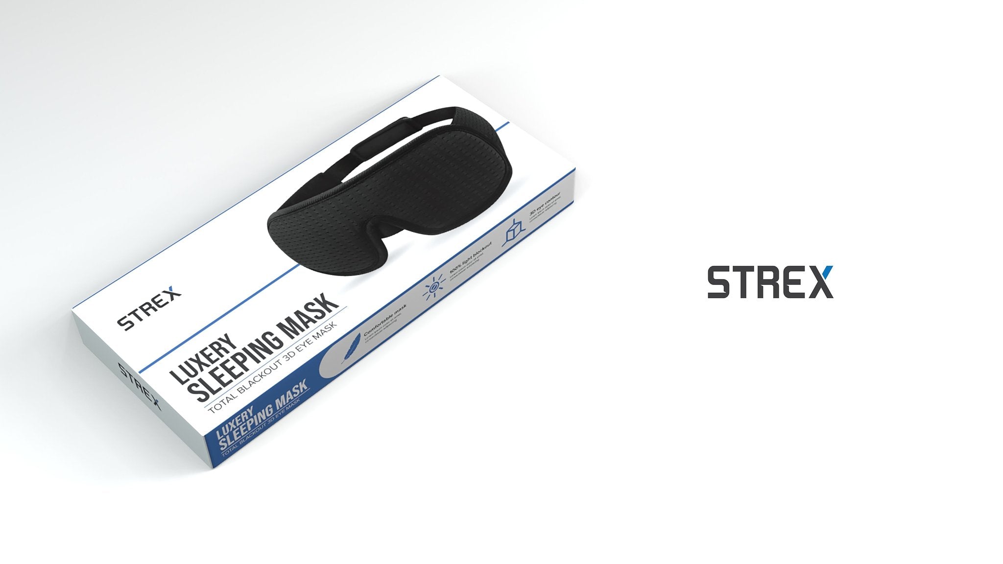 Strex Luxe Slaapmasker - 3D Ergonomisch - 100% Verduisterend - Traagschuim - Slaap Masker - Oog Mask