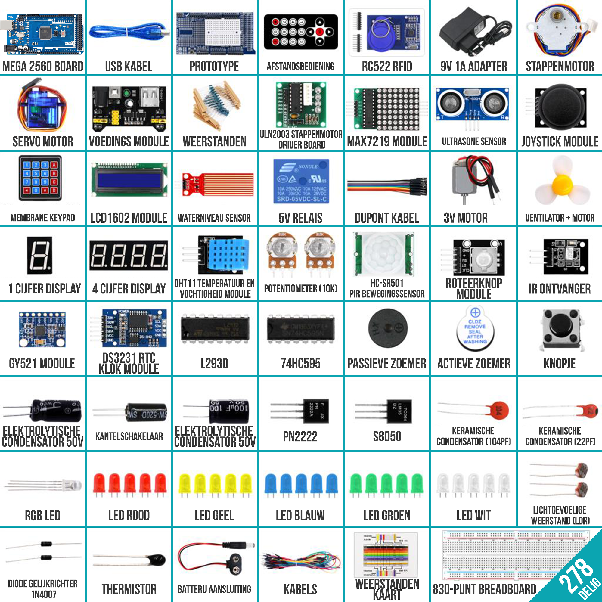 Strex Starter Kit geschikt voor Arduino Extra Groot - ATmega2560 - 278 Delig - In Opbergdoos