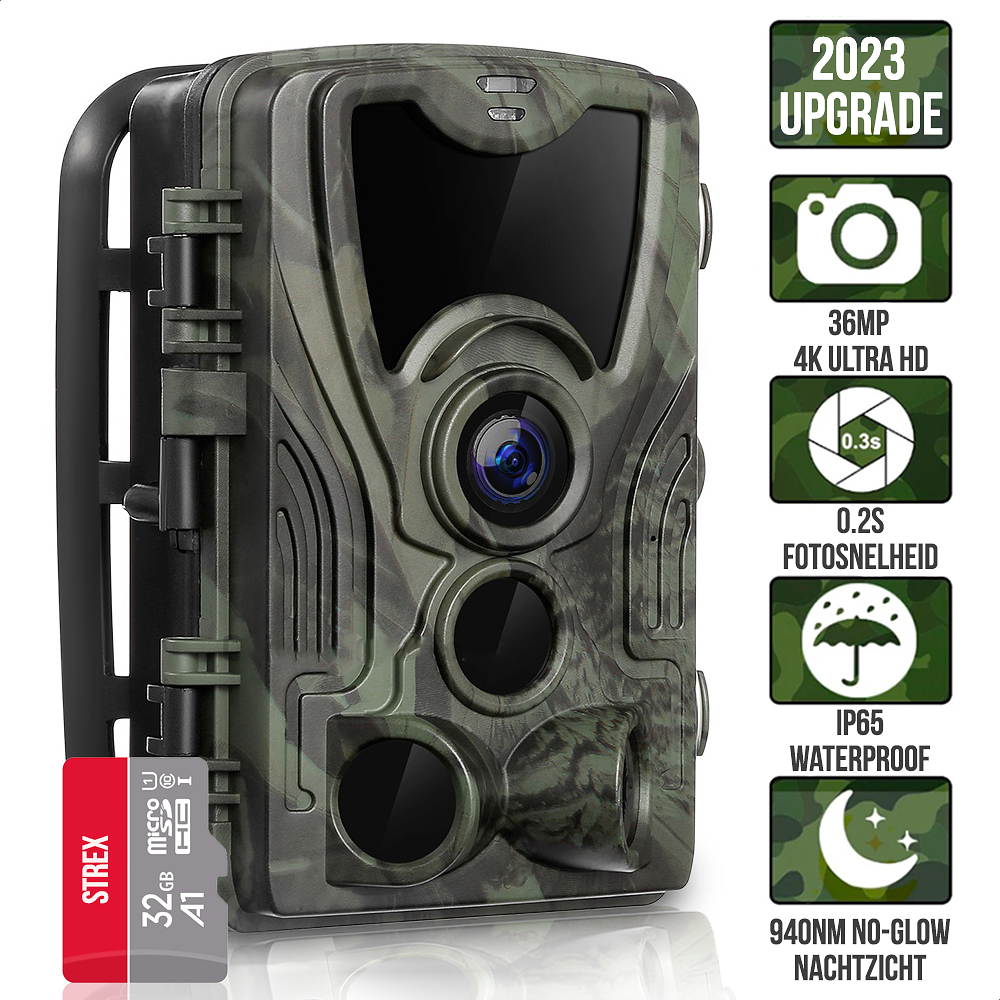 Strex Wildcamera met WiFi en Nachtzicht - 36MP 4K ULTRA HD - Waterdicht - Incl. 32 GB SD - Wild Came