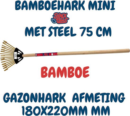 Synx Tools Gazonhark Bamboehark mini - Bladhark - Bodembewerkers - Harken - Gazon 180x220mm mm - Inc