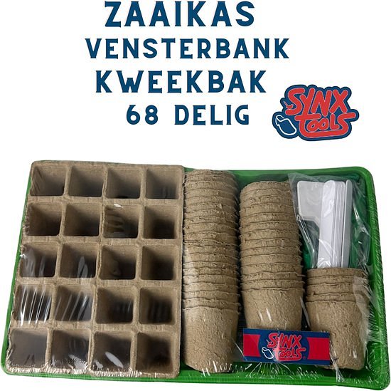 Synx Tools Zaaikas Kweekbak 68delig - Zaaitray - Kweektray - Vensterbank - Moestuinbak - Moestuinen