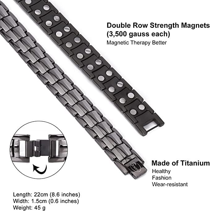 Titanium Magnetische Armband Heren, Polsband Titanium Magnetische Armbanden Sterke Magneten met Grat