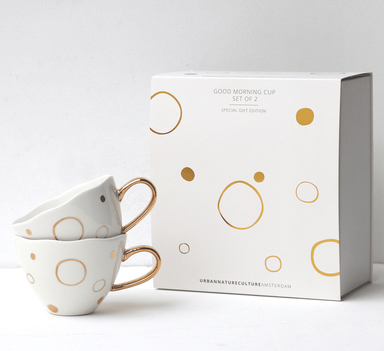 Urban Nature Culture Good Morning cup Cappuccino/Tea Special Edition Circle Gold s/2 in giftbox Gold