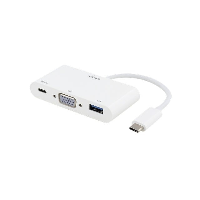 USBC-VGA4 DELTACO USB-C VGA AV Adapter White