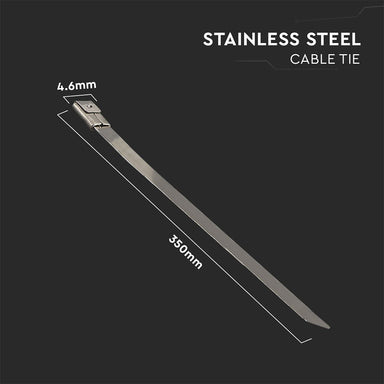 V-TAC  Cable Tie -  4.6x350mm - Stainless Steel - 100Pcs/Pack