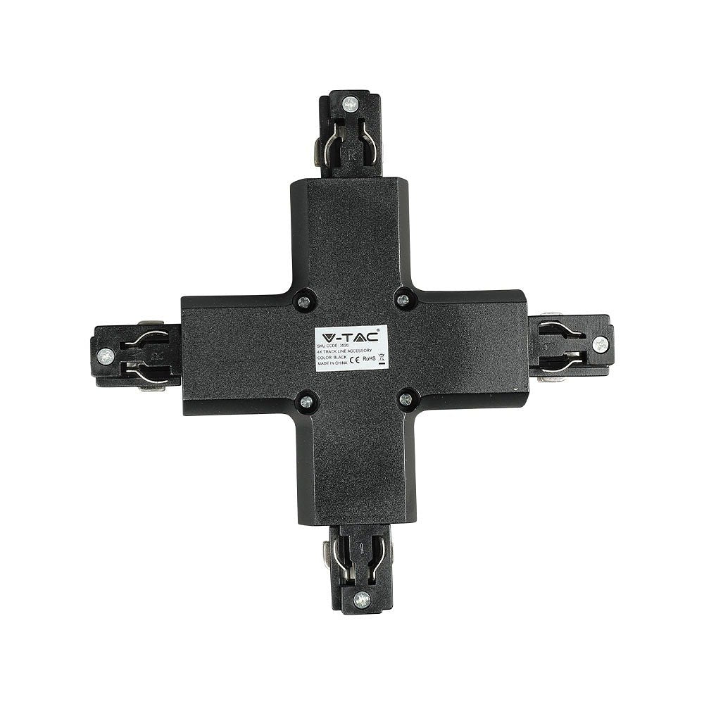 V-TAC  LED Tracklights - Track Connector 4X - IP20 - Black