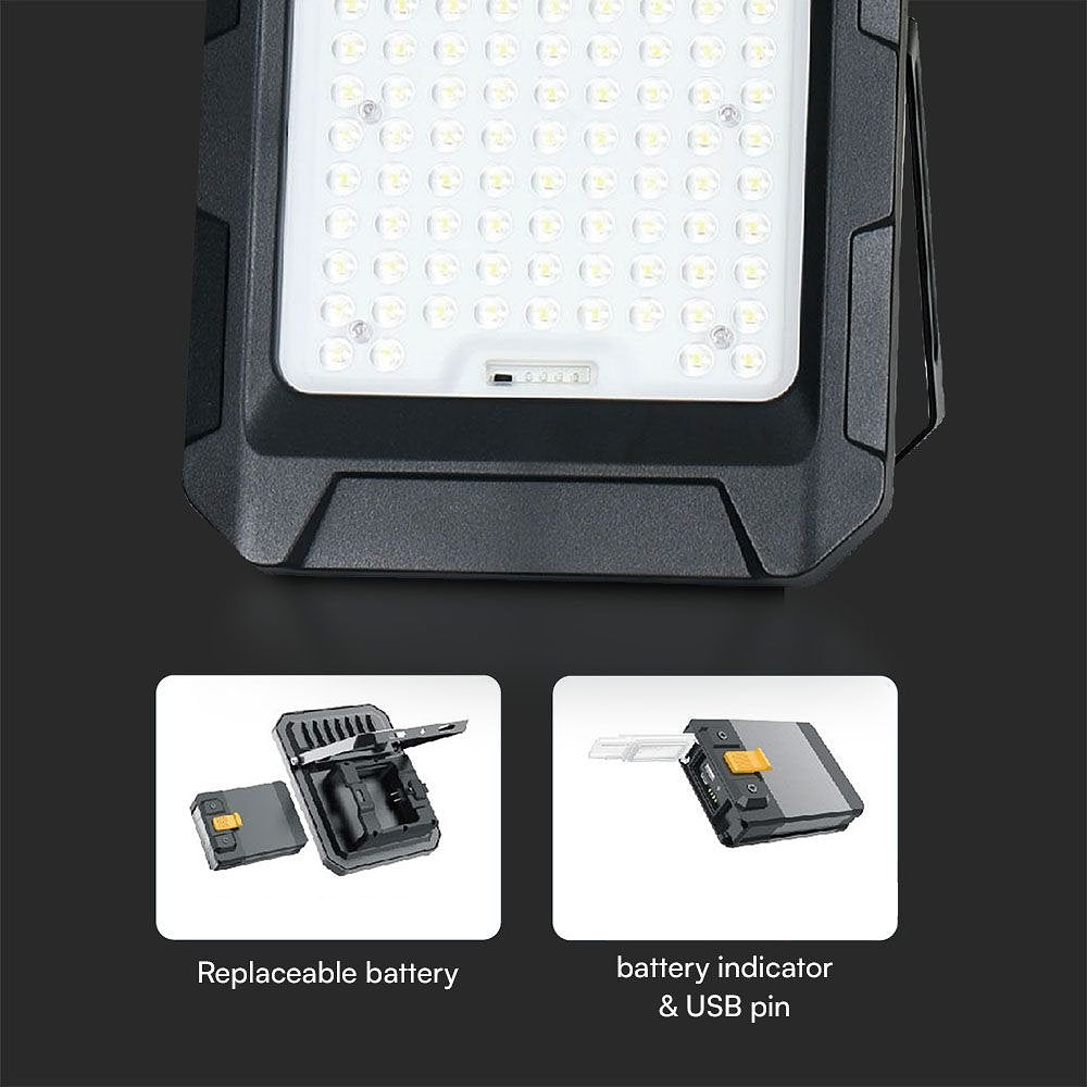 V-TAC VT-102W Solar Lights - Solar Floodlights - IP65 - Black - 1800 Lumens - 4000K