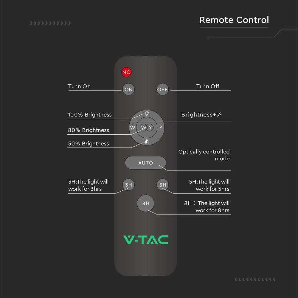 V-TAC VT-15111ST Solar Lights - Solar Streetlights - IP65 - 2500 Lumens - 6500K