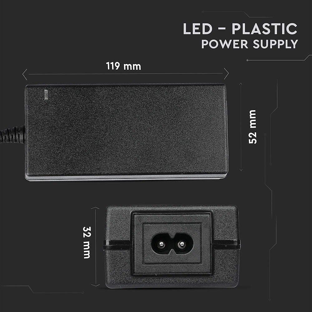 V-TAC VT-23061 Black LED Strip Lights - Plastic - Power Supply - 60W - IP44