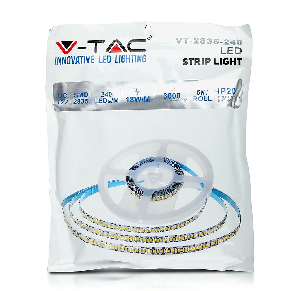 V-TAC VT-2835 240-H LED Striplights - 2835 - 240 - IP20 - 3000K - 5m Roll