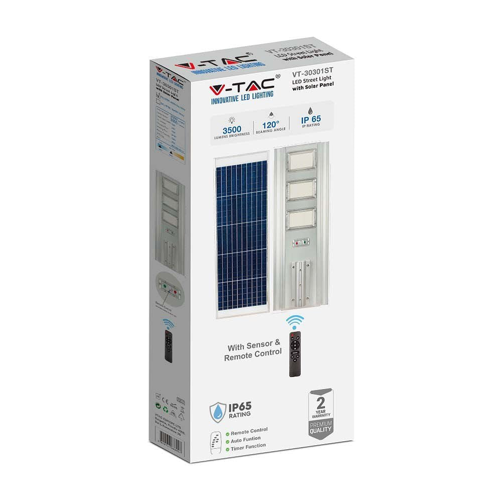 V-TAC VT-30301ST Solar Lights - Solar Streetlights - IP65 - 3500 Lumens - 4000K