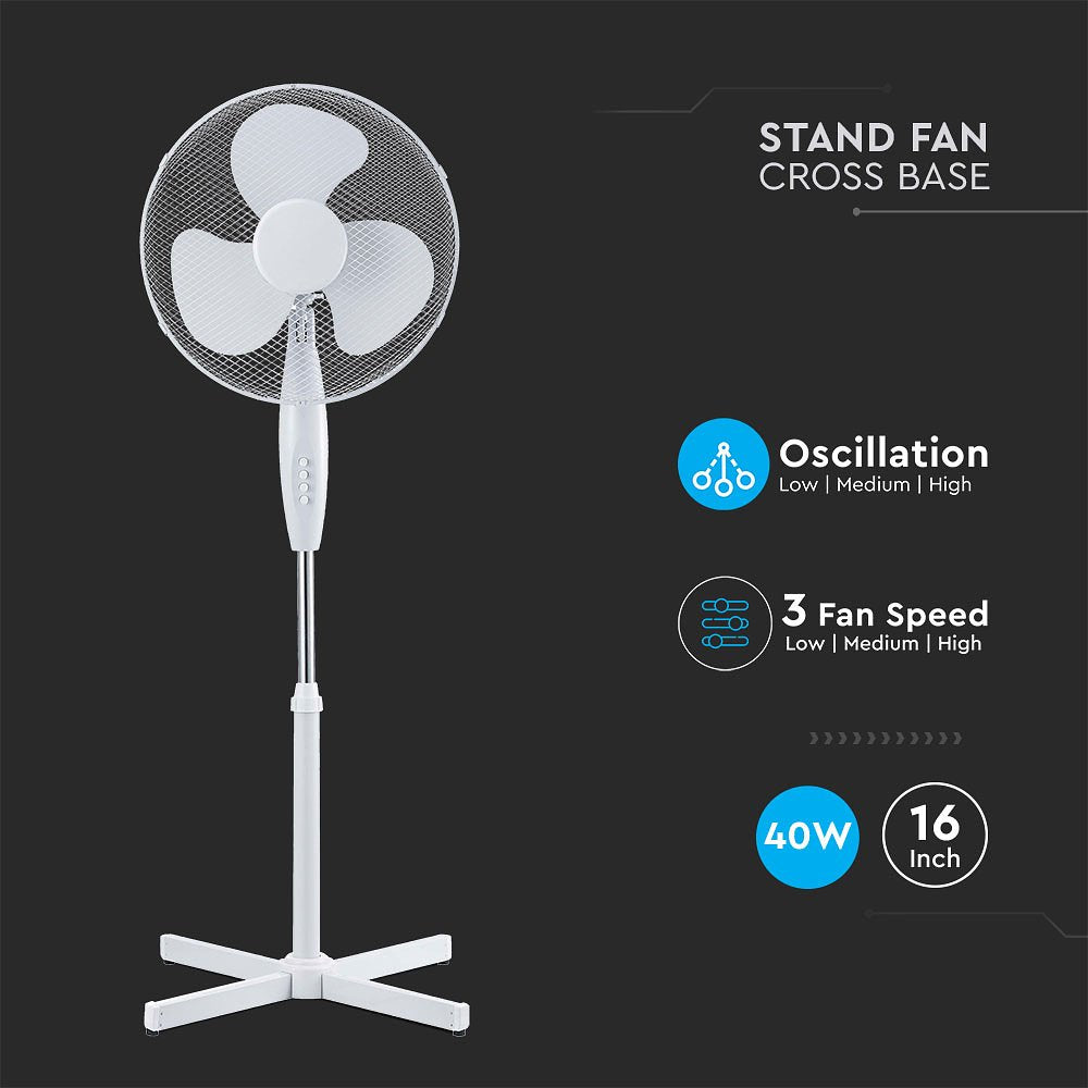 V-TAC VT-4016-3 Stand Fan - Cross Base - 40 Watts