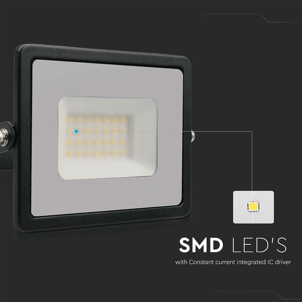 V-TAC VT-4031B-N Black LED Floodlights - E Series - IP65 - 30W - 2510 Lumens - 4000K