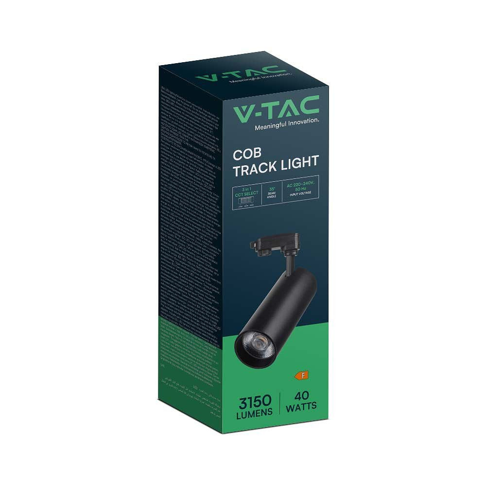 V-TAC VT-47050-B LED Tracklights - COB Tracklights - IP20 - Black - 40 Watts - 3150 Lumens - 3IN1