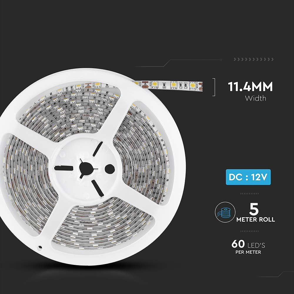 V-TAC VT-5050 60-IP65-N LED Strip Lights - Striplights - 5050 - 60 - IP65 - 3000K - 5m Roll