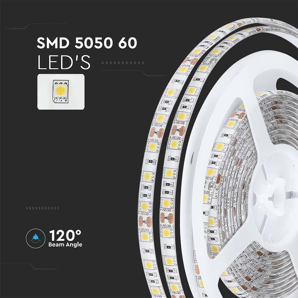 V-TAC VT-5050 60-IP65-N LED Strip Lights - Striplights - 5050 - 60 - IP65 - 4000K - 5m Roll