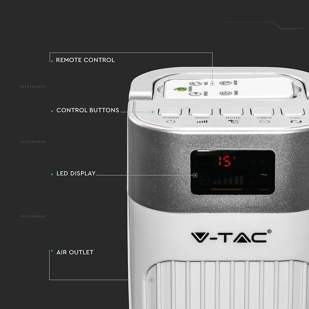 V-TAC VT-5536  Witte torenventilator - 55W - IP20