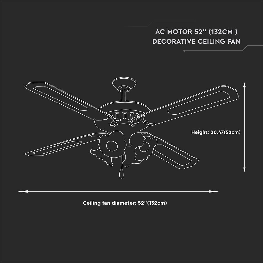 V-TAC VT-6056-4 Ceiling Fan - AC Motor - 55W - 4xE27