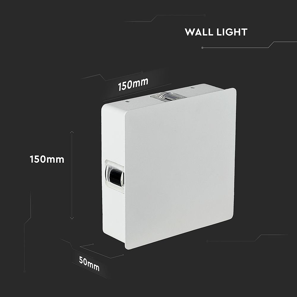 V-TAC VT-704-N LED Wall Lights - Square - IP65 - White Body - 4 Watts - 428 Lumens - 4000K