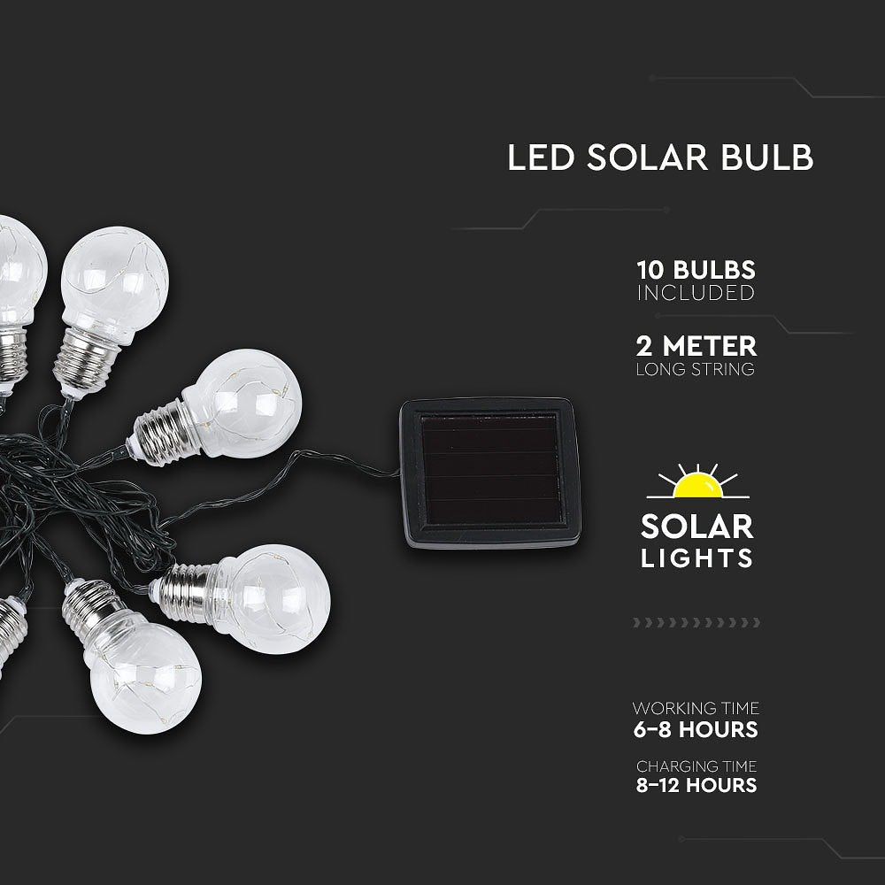 V-TAC VT-71010  Solarlampen - Solar String Lights - IP44 - 100 Lumen - 3000K