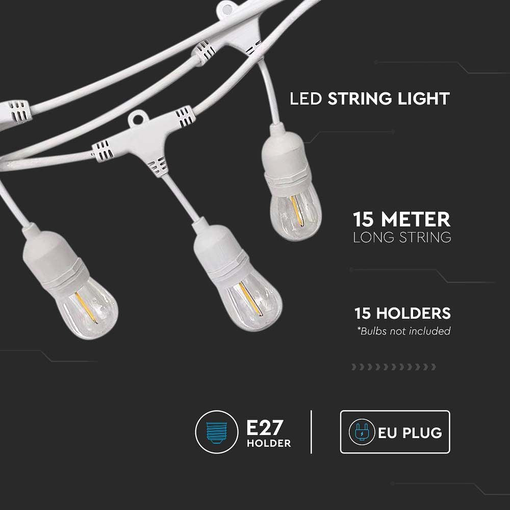 V-TAC VT-713-W E27 LED Bulbs - String Lights - WP - Socket - White - IP65