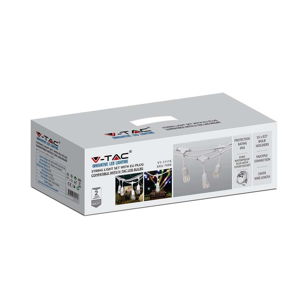 V-TAC VT-713-W E27 LED Bulbs - String Lights - WP - Socket - White - IP65