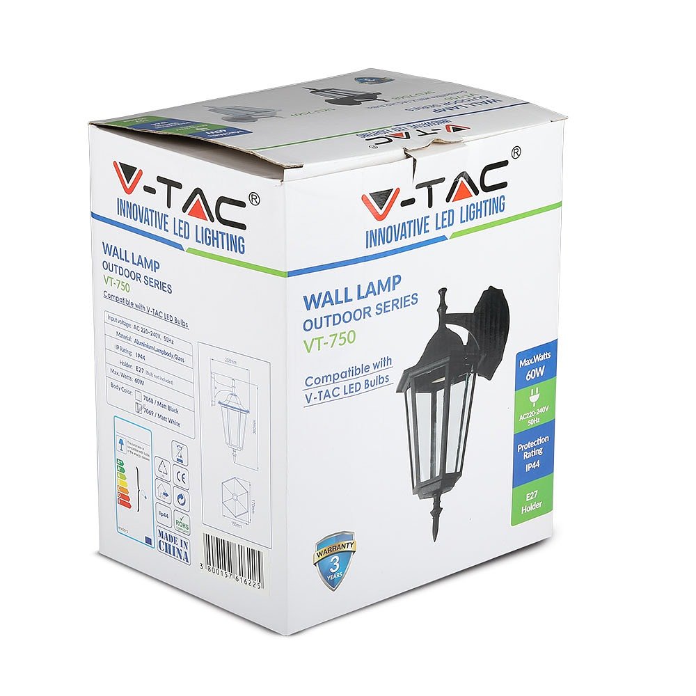 V-TAC VT-750-W E27 Outdoor Lighting - Wall Lamps - Down - IP44 - Matt White