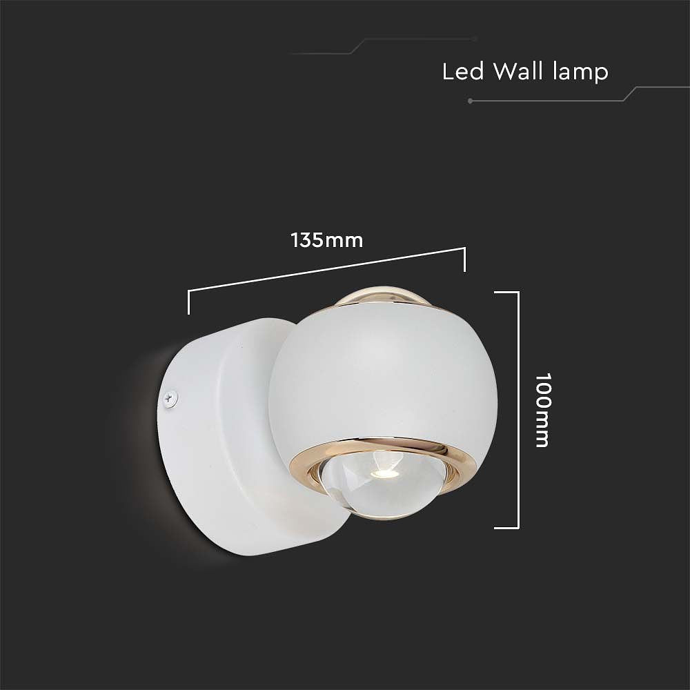 V-TAC VT-7504-W  LED wandlamp - Rond - IP20 - Wit Behuizing - 10 Watt - 950 Lumen - 3000K