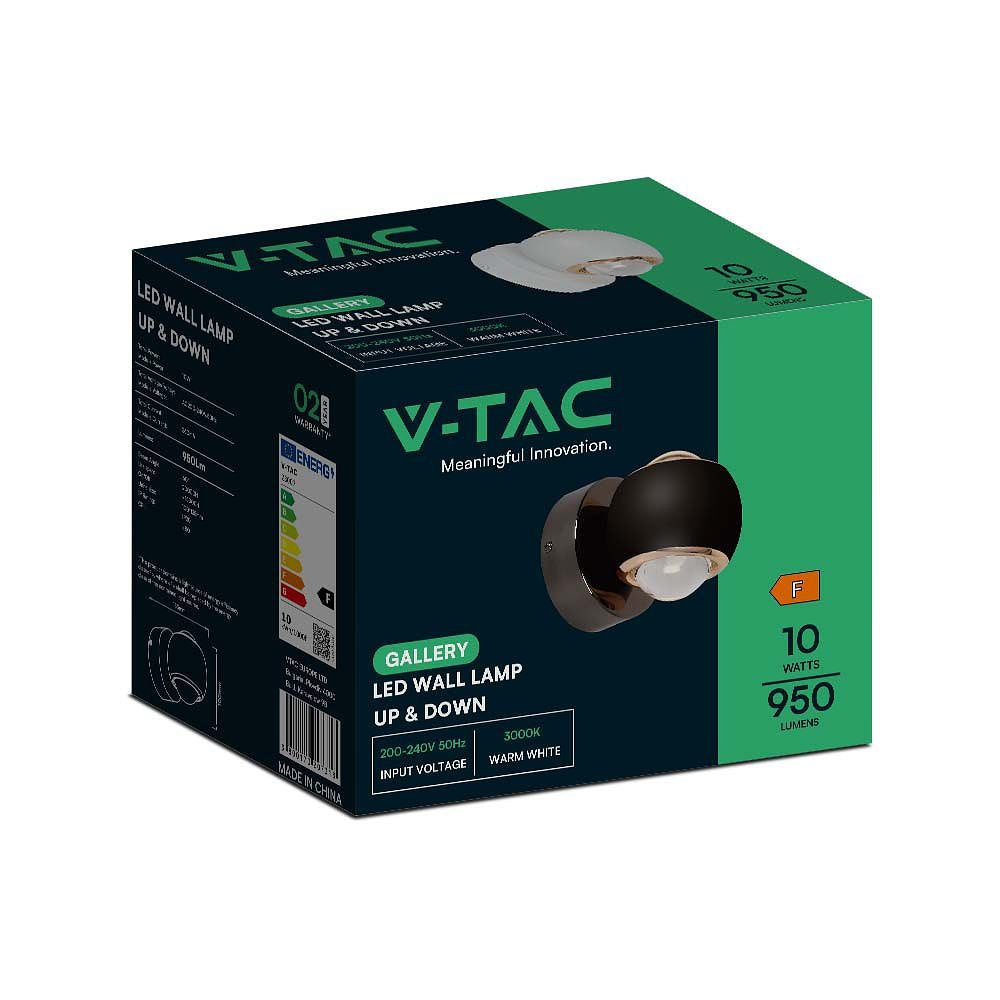 V-TAC VT-7504-W LED Wall Lights - Round - IP20 - White Body - 10 Watts - 950 Lumens - 3000K