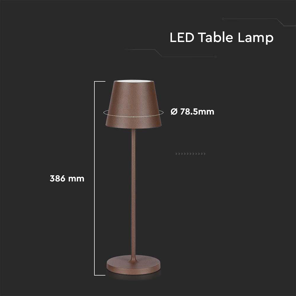 V-TAC VT-7522-C Wireless Charging Table Lamps - IP54 - Corten - 2W - 200 Lumens - 3000K