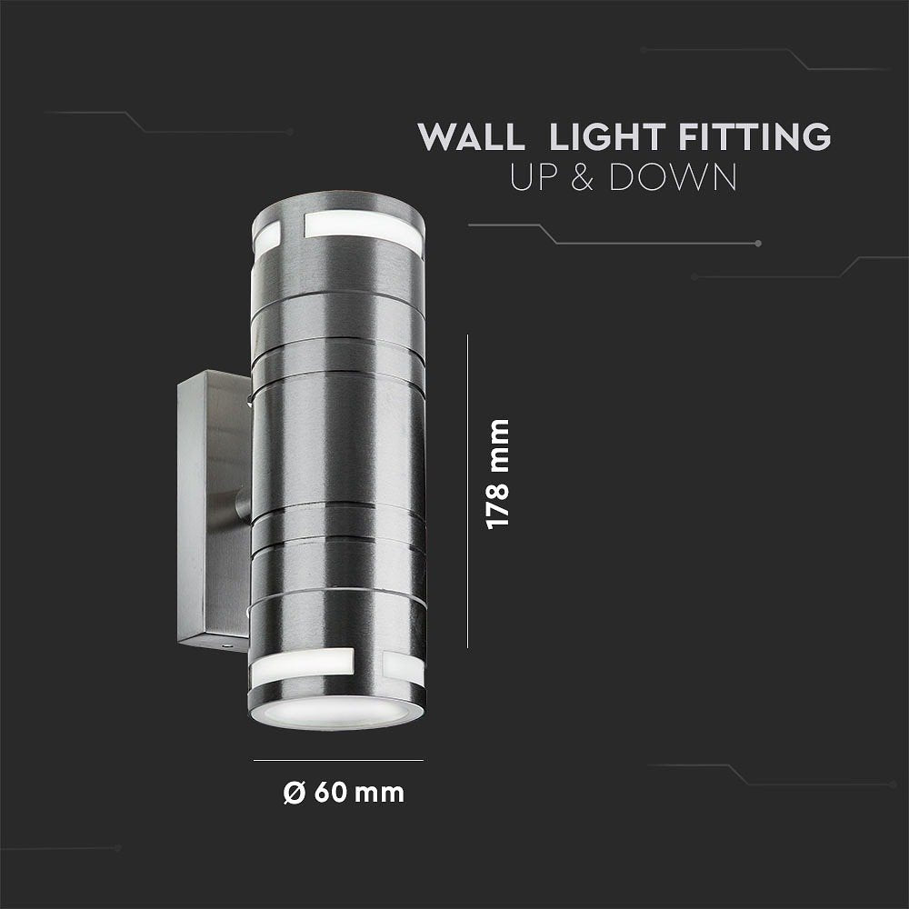 V-TAC VT-7632  GU10 Buitenverlichting - Omhoog - Omlaag - Fittingen - Roestvrij - Staal - IP44