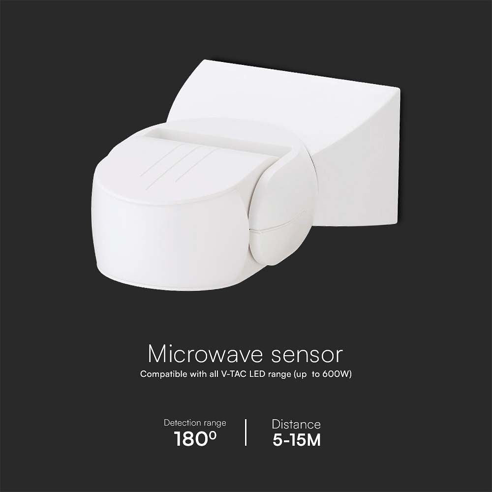 V-TAC VT-80301 Microwave - Motion - Sensor - IP65 - White Body - 5 Years